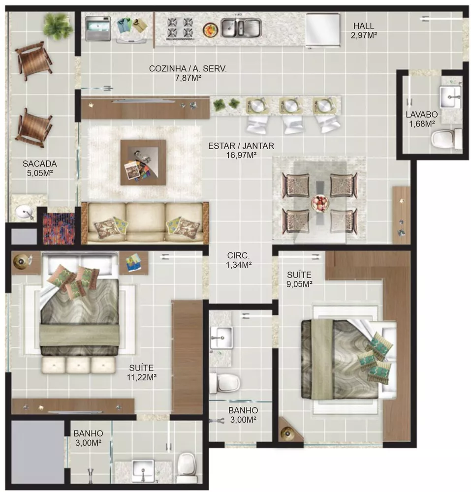 Apartamento, 3 quartos, 81 m² - Foto 3