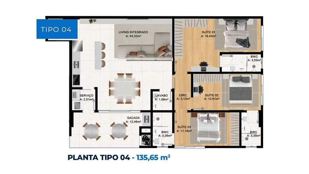 Apartamento, 3 quartos, 130 m² - Foto 4