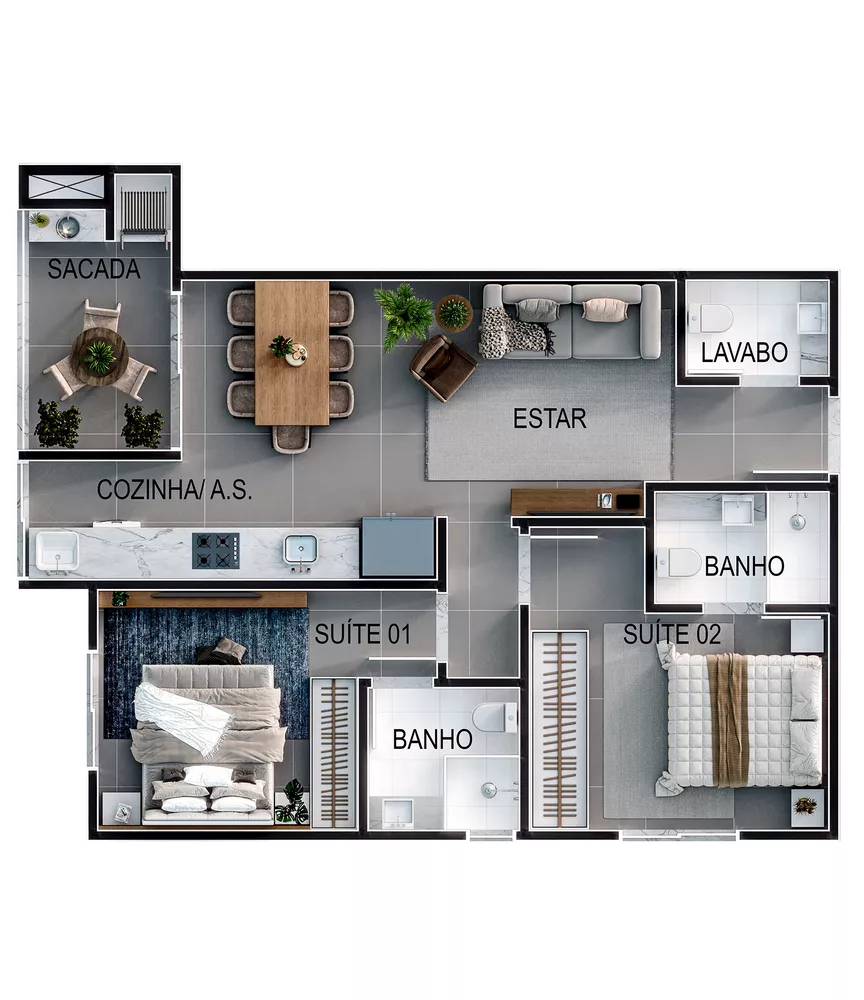 Apartamento, 2 quartos, 75 m² - Foto 1