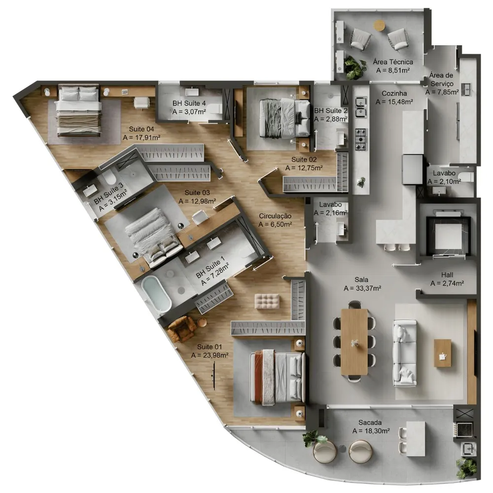 Apartamento, 4 quartos, 186 m² - Foto 3