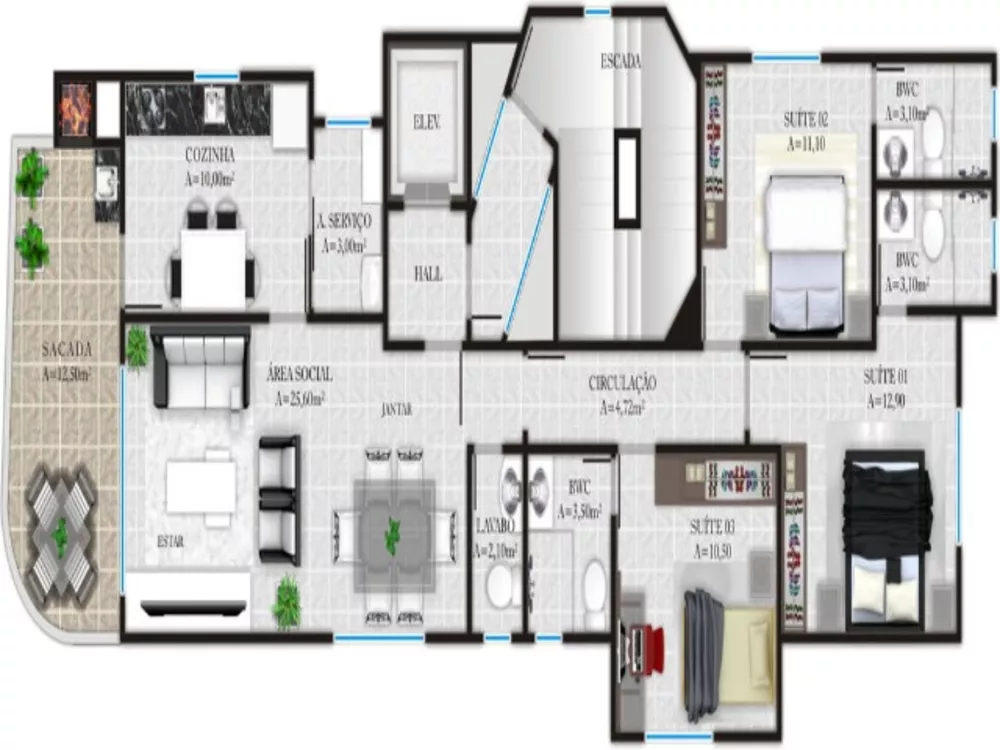 Apartamento, 3 quartos, 125 m² - Foto 5