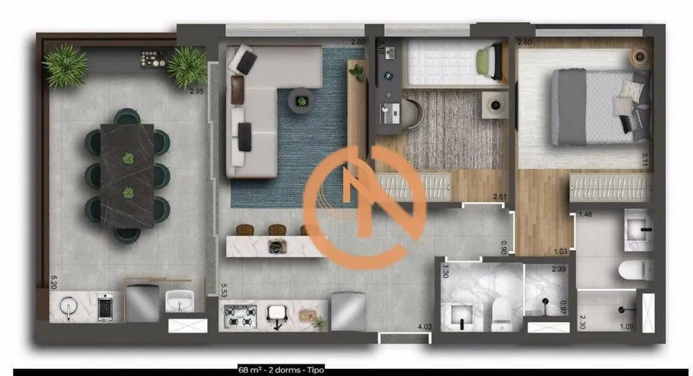 Apartamento, 2 quartos, 74 m² - Foto 2