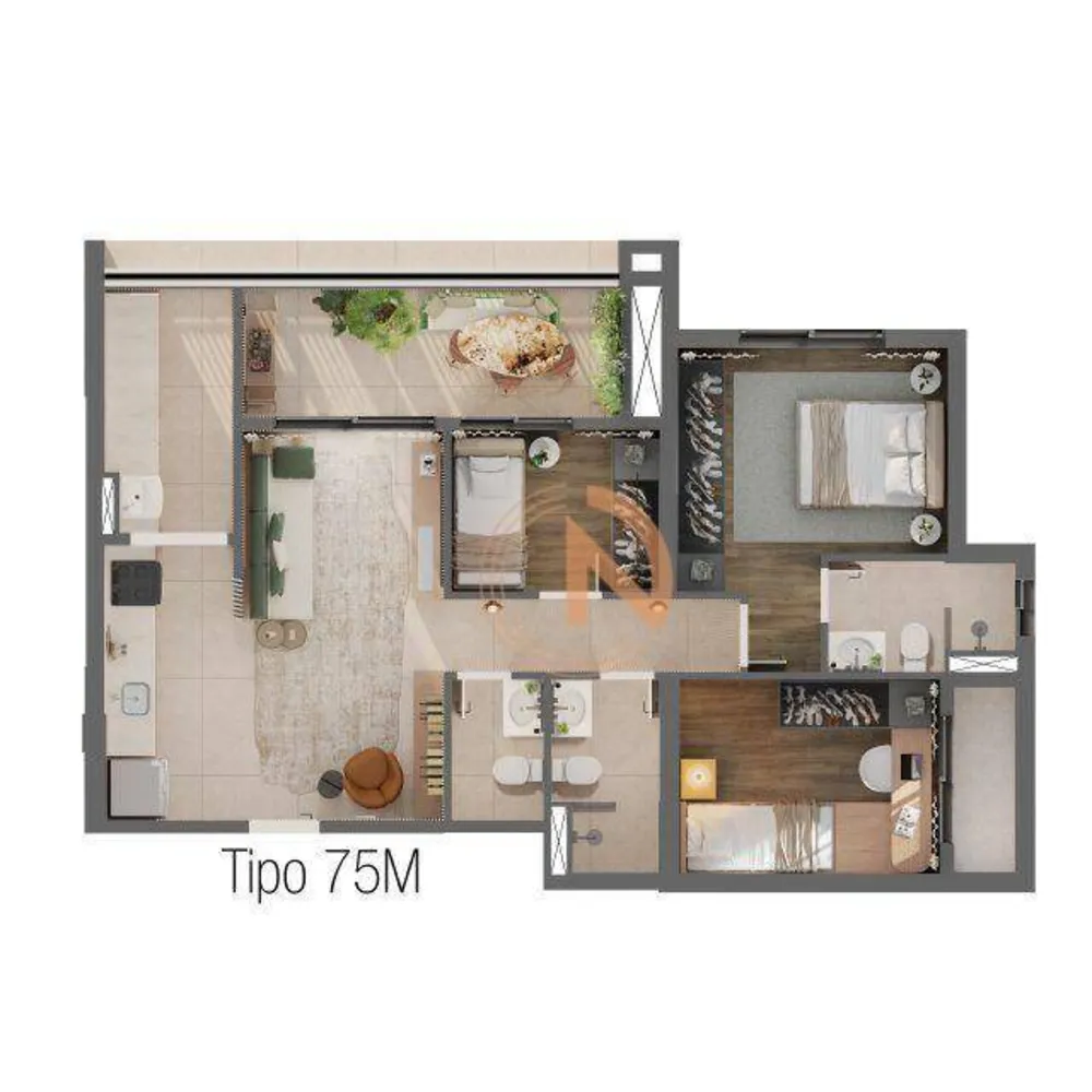 Apartamento, 3 quartos, 75 m² - Foto 4