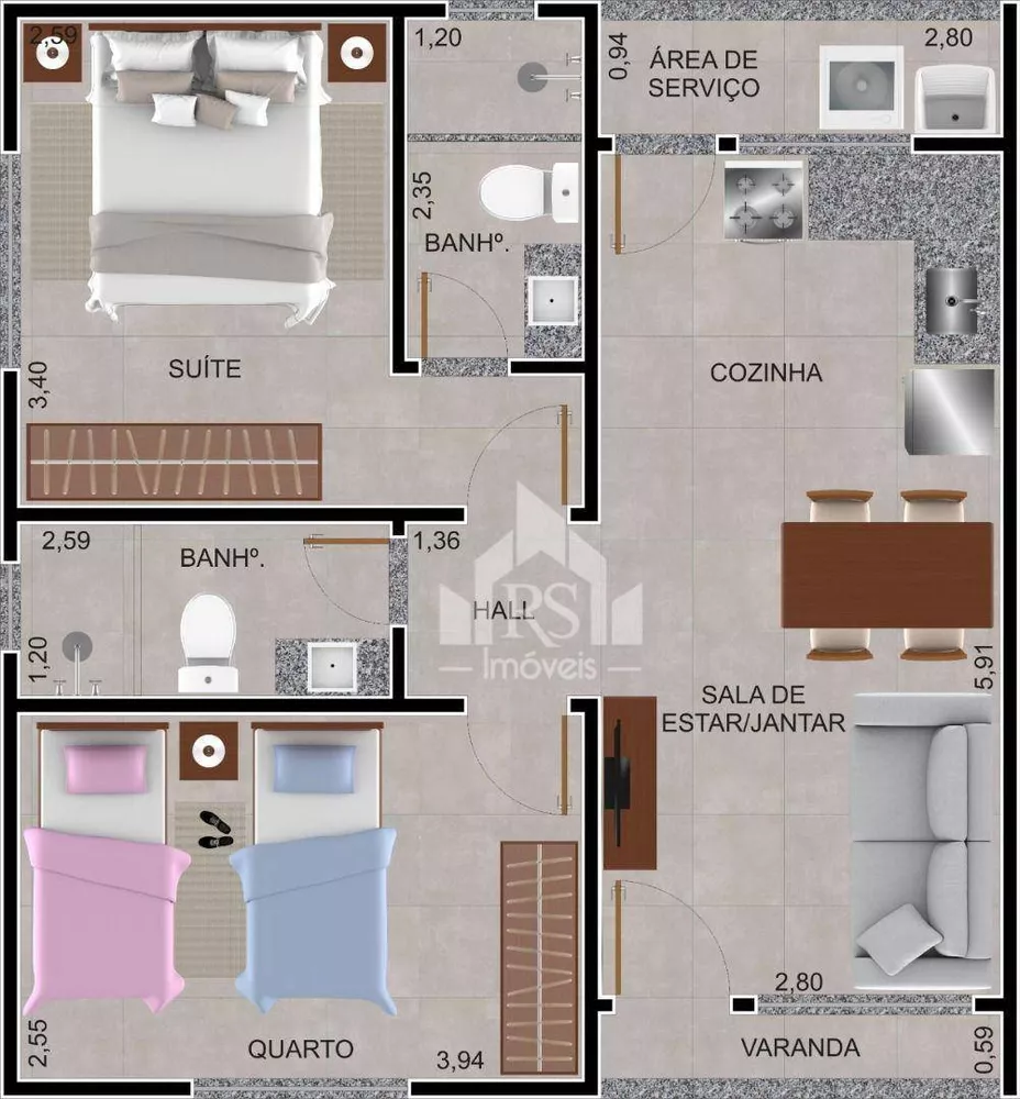 Casa, 2 quartos, 56 m² - Foto 3