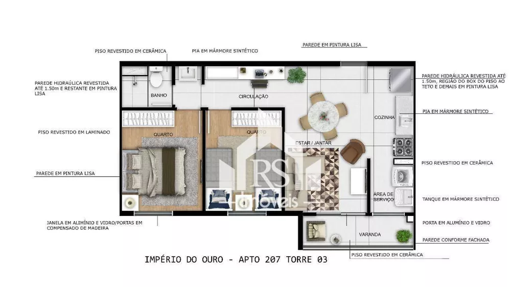 Apartamento, 2 quartos, 43 m² - Foto 95