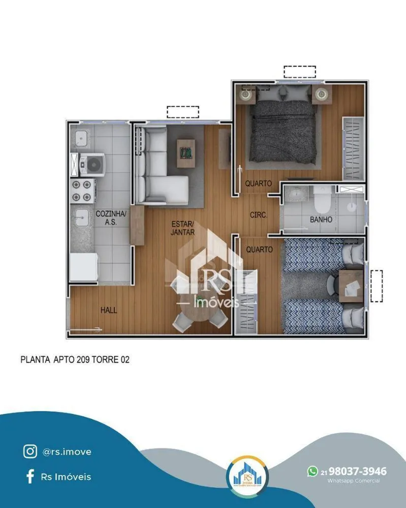 Apartamento, 2 quartos, 45 m² - Foto 23