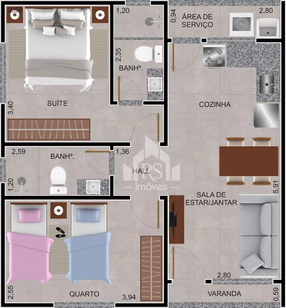 Casa, 2 quartos, 56 m² - Foto 2