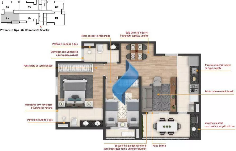 Apartamento, 2 quartos, 51 m² - Foto 3
