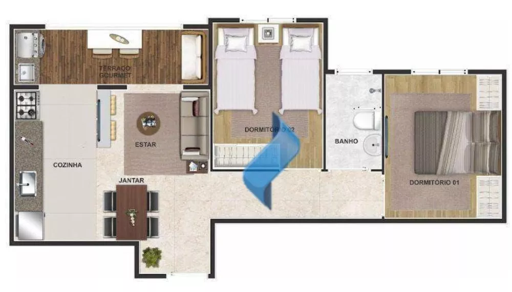 Apartamento, 2 quartos, 48 m² - Foto 1