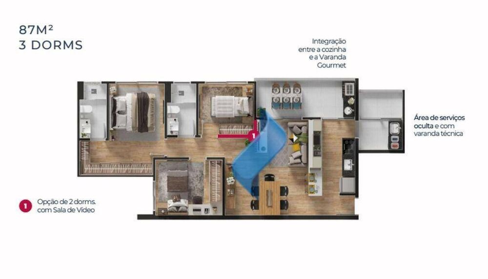 Apartamento, 3 quartos, 87 m² - Foto 2