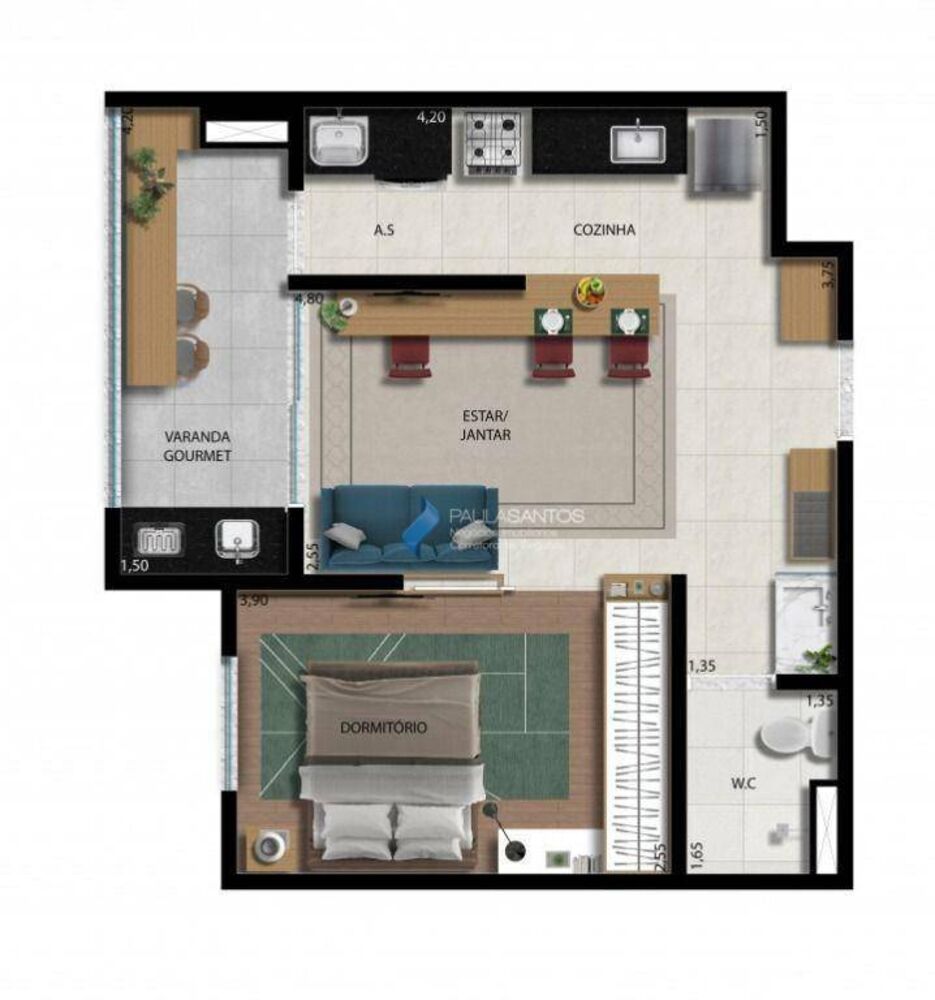 Apartamento, 1 quarto, 67 m² - Foto 1
