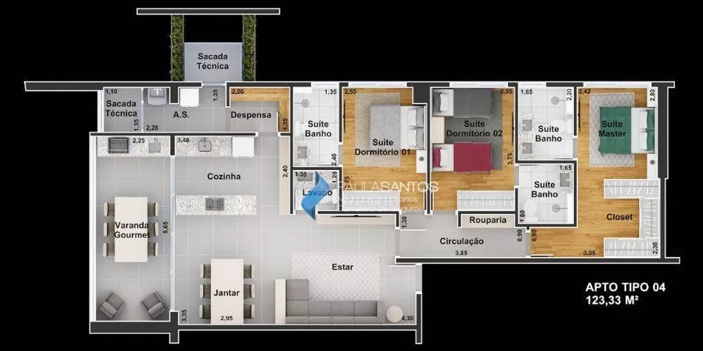 Apartamento, 3 quartos, 125 m² - Foto 2