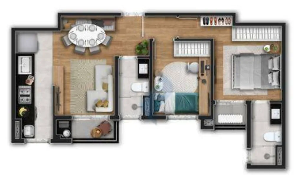 Apartamento, 2 quartos, 52 m² - Foto 2