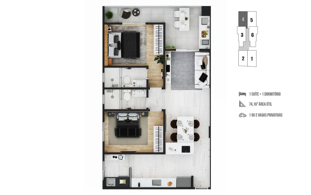 Apartamento, 2 quartos, 74 m² - Foto 6