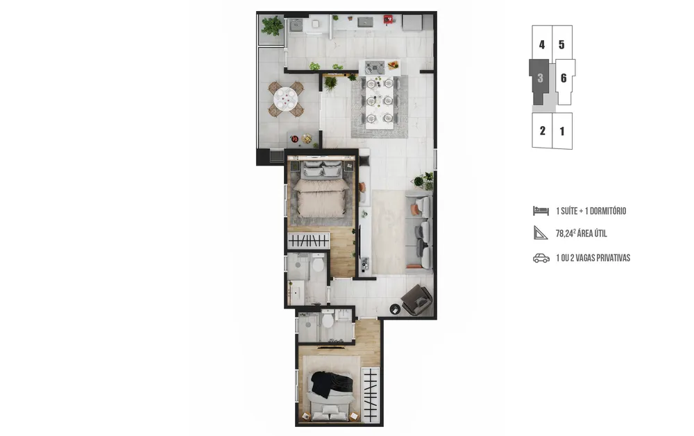 Apartamento, 2 quartos, 74 m² - Foto 2
