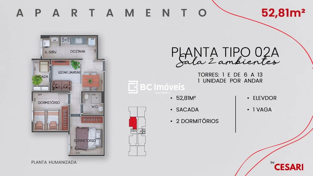Apartamento, 2 quartos, 53 m² - Foto 11