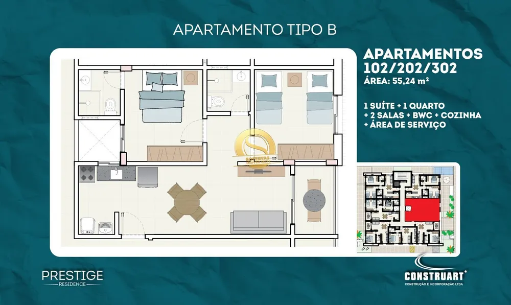 Apartamento, 2 quartos, 56 m² - Foto 4