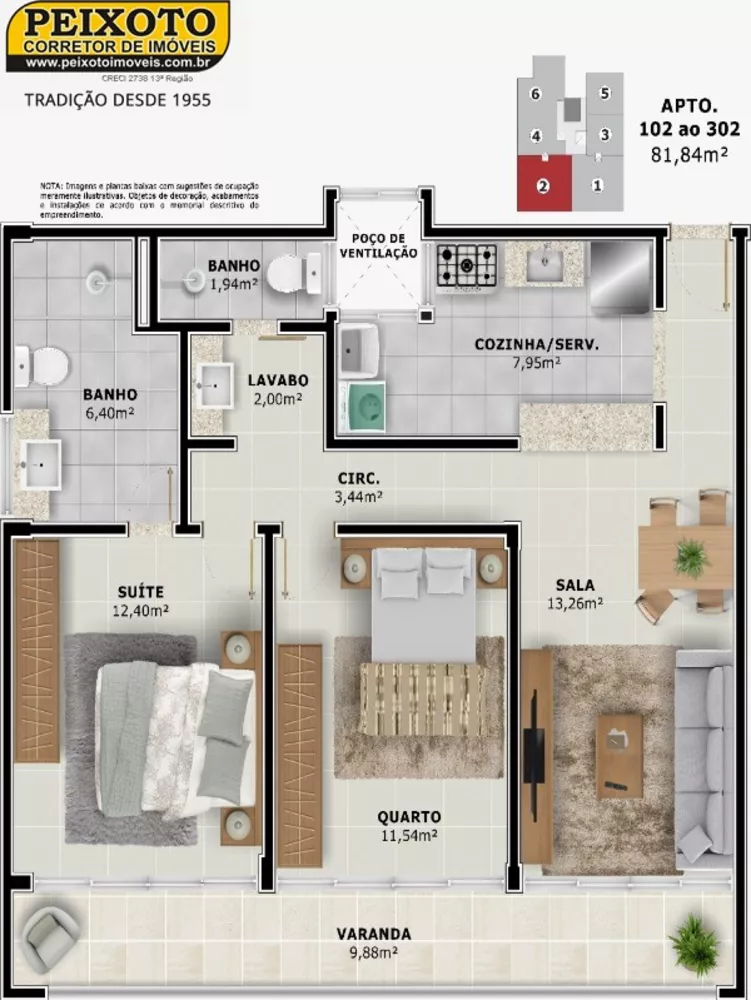 Apartamento à venda com 2 quartos, 64m² - Foto 3