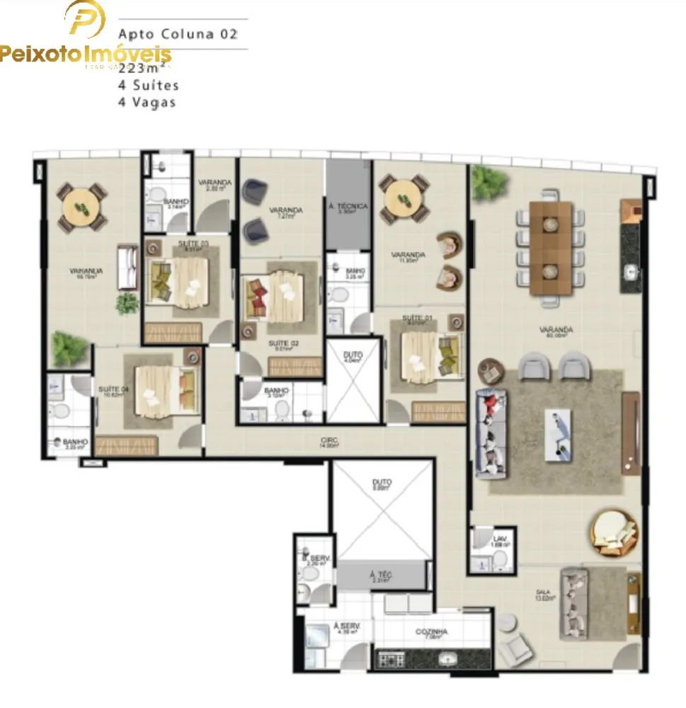Apartamento, 4 quartos, 223 m² - Foto 1