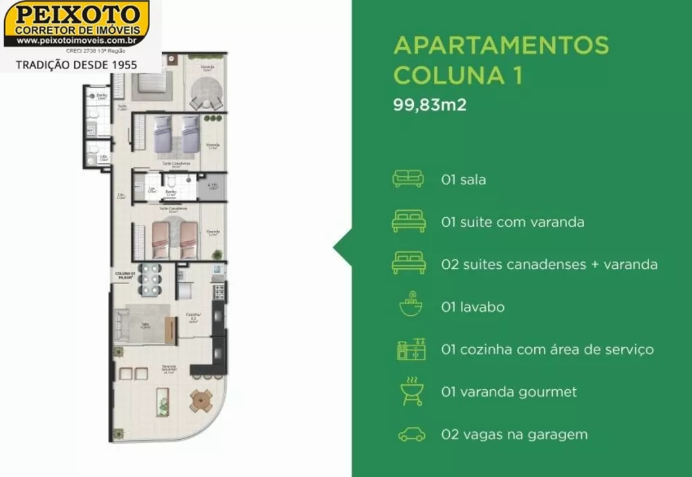 Apartamento à venda com 3 quartos, 99m² - Foto 3