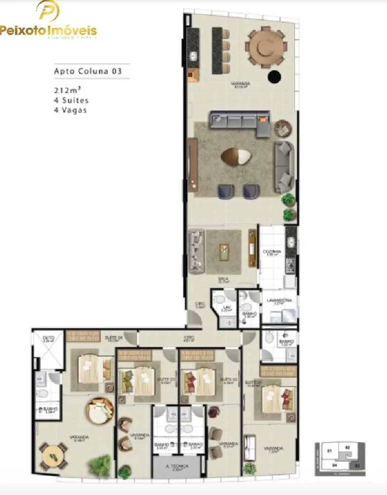 Apartamento, 4 quartos, 213 m² - Foto 1