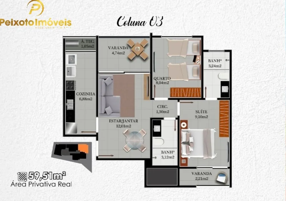 Apartamento, 2 quartos, 60 m² - Foto 1