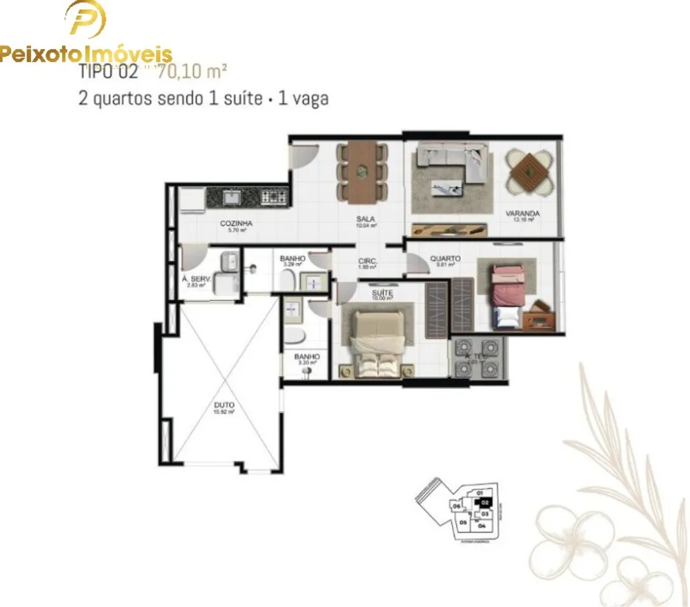 Apartamento, 2 quartos, 70 m² - Foto 1