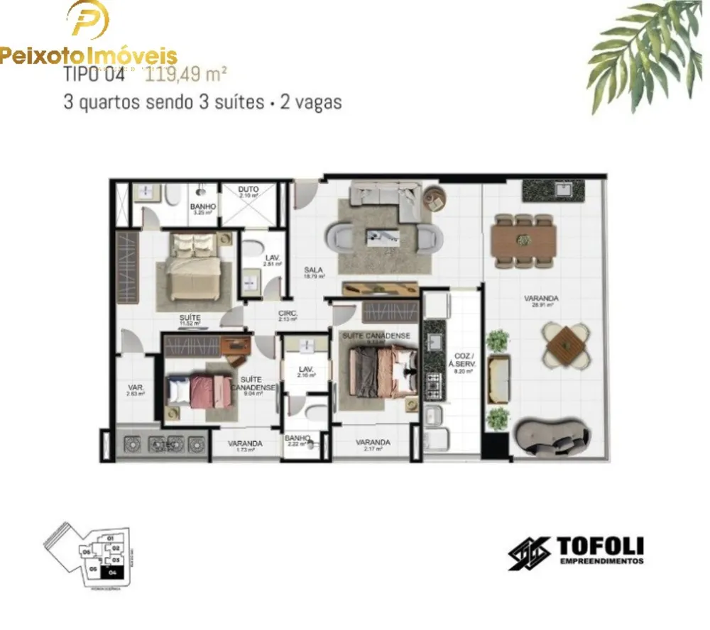 Apartamento, 3 quartos, 120 m² - Foto 1