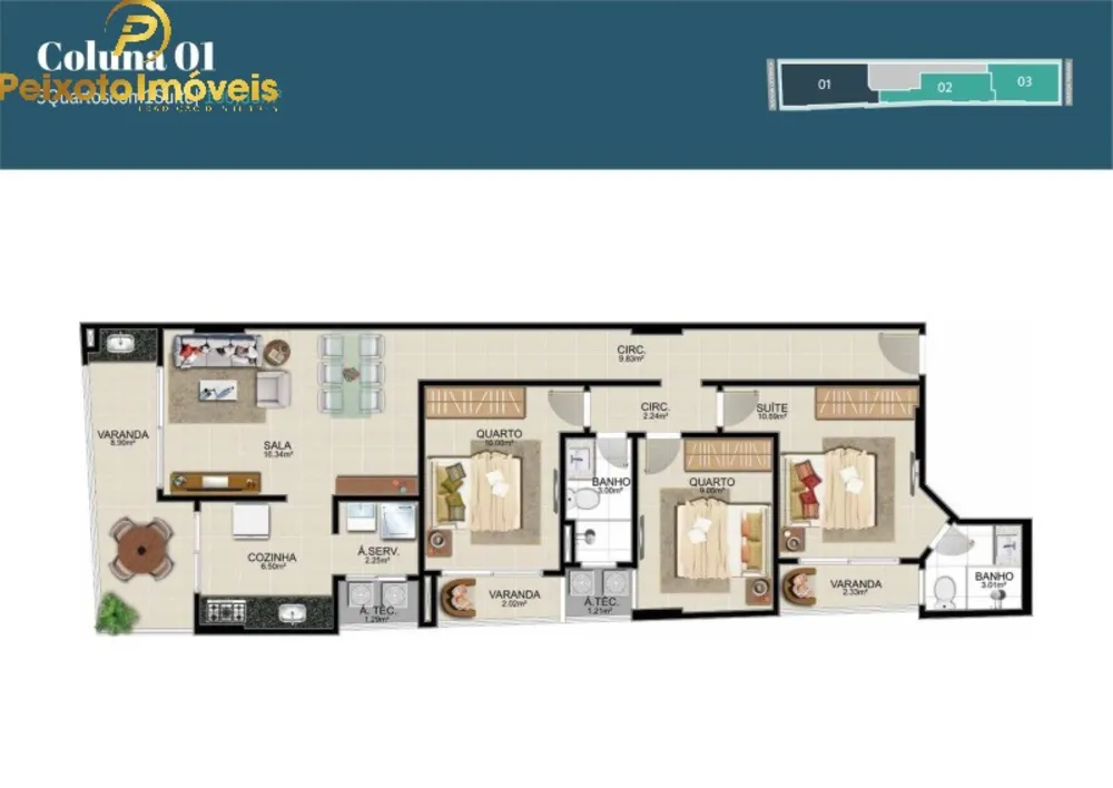 Apartamento, 3 quartos, 101 m² - Foto 1