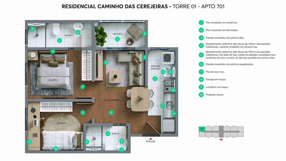 Apartamento, 2 quartos, 44 m² - Foto 3