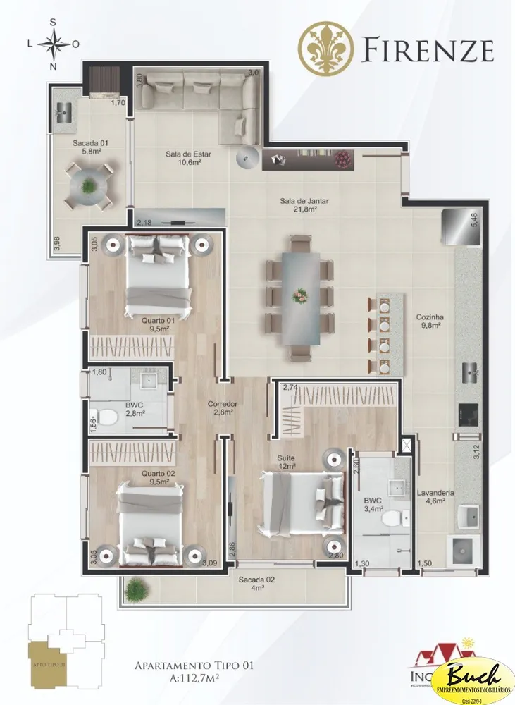 Apartamento, 3 quartos, 111 m² - Foto 2