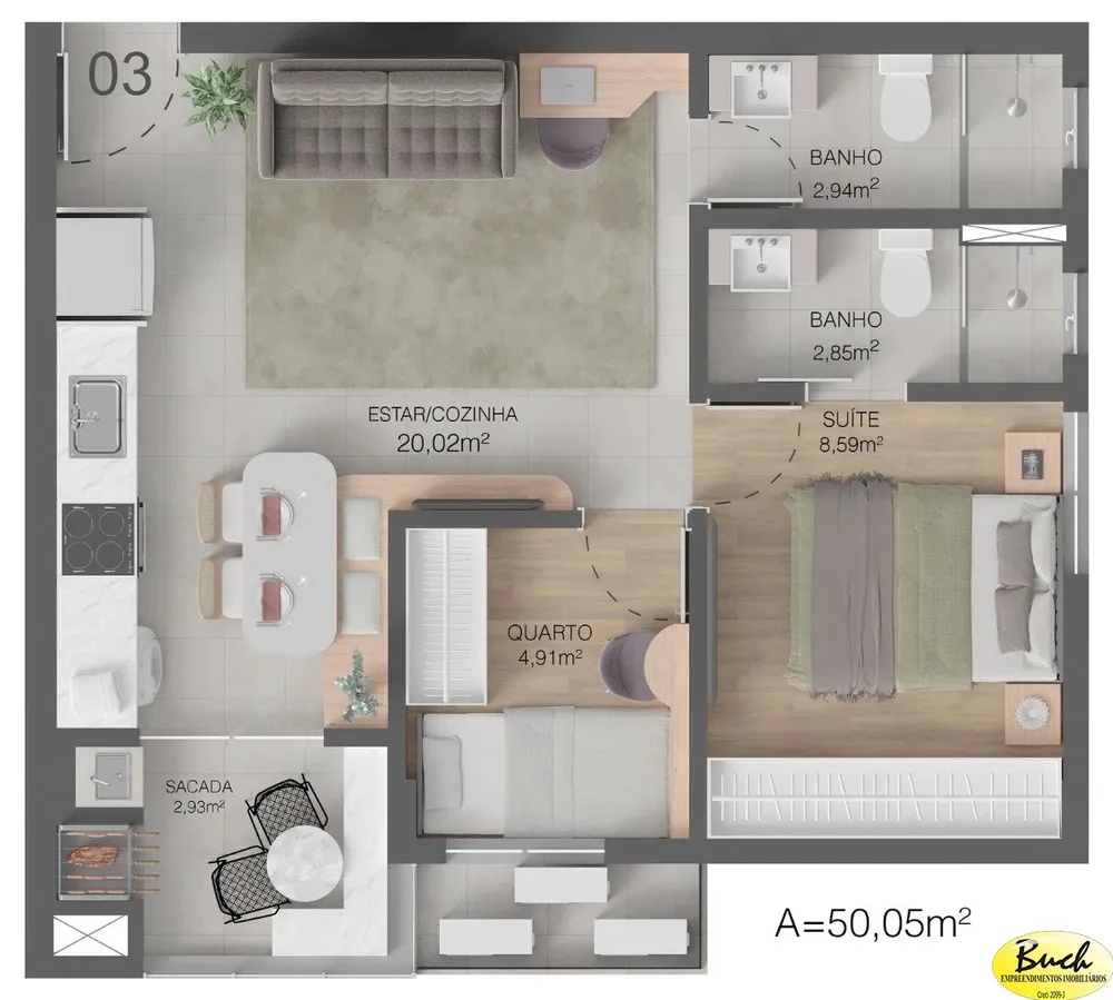 Apartamento, 2 quartos, 50 m² - Foto 12