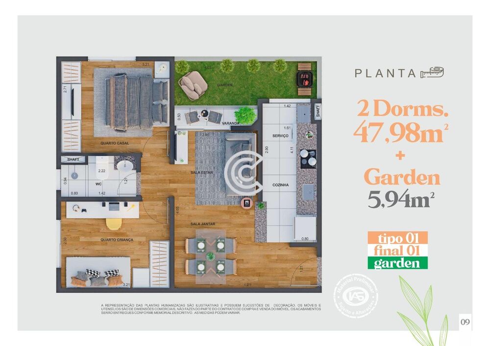 Apartamento à venda com 2 quartos, 47m² - Foto 1