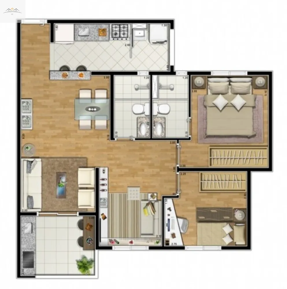 Apartamento, 3 quartos, 61 m² - Foto 3