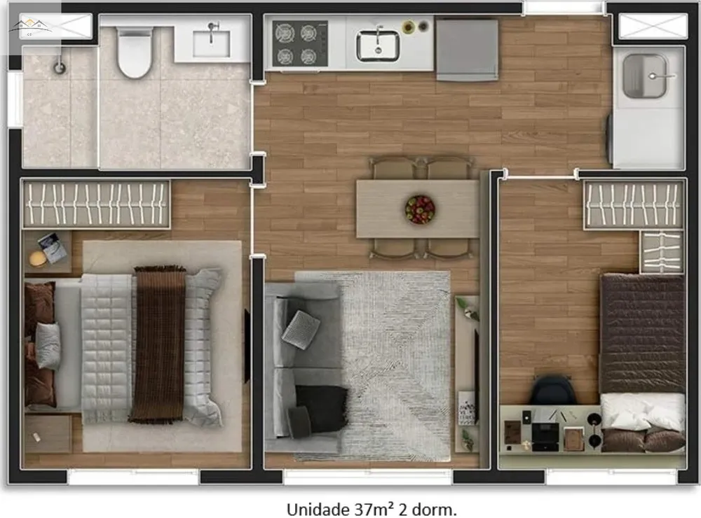Apartamento, 2 quartos, 37 m² - Foto 3