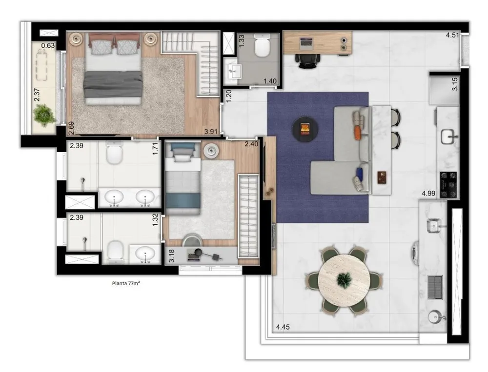 Apartamento, 2 quartos, 77 m² - Foto 6