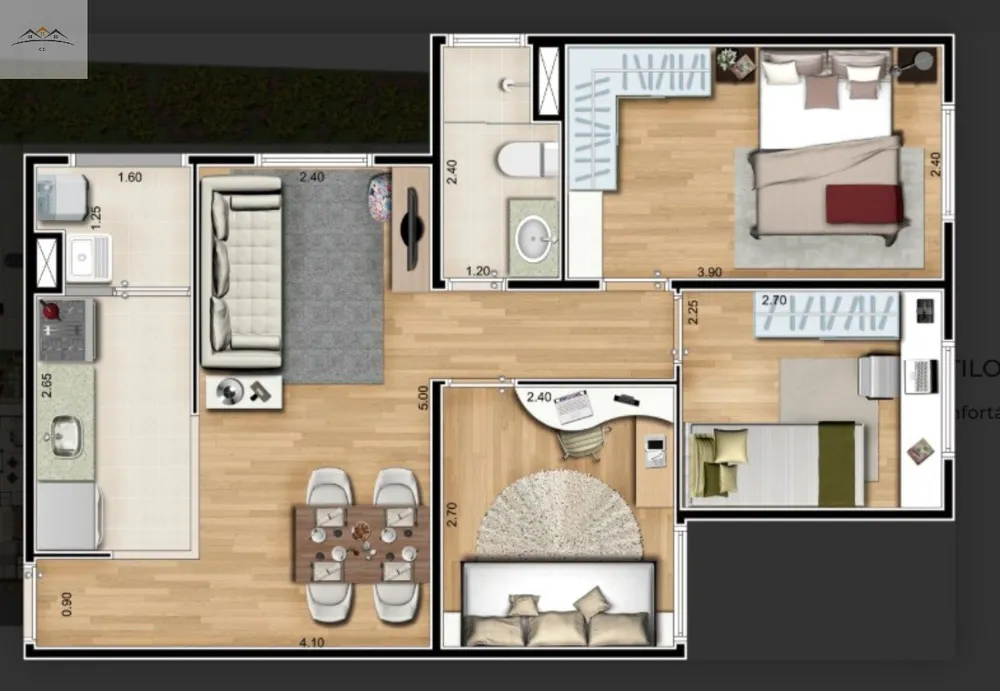 Apartamento, 3 quartos, 53 m² - Foto 2