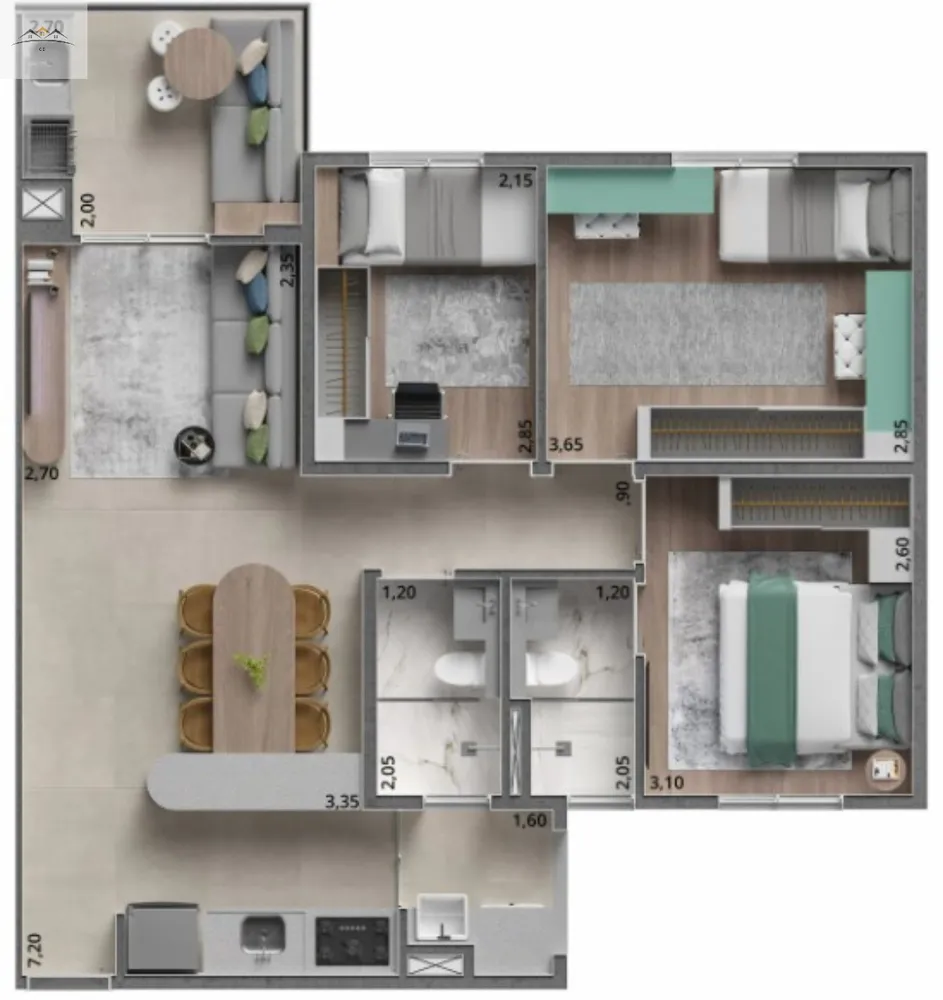 Apartamento, 3 quartos, 70 m² - Foto 7