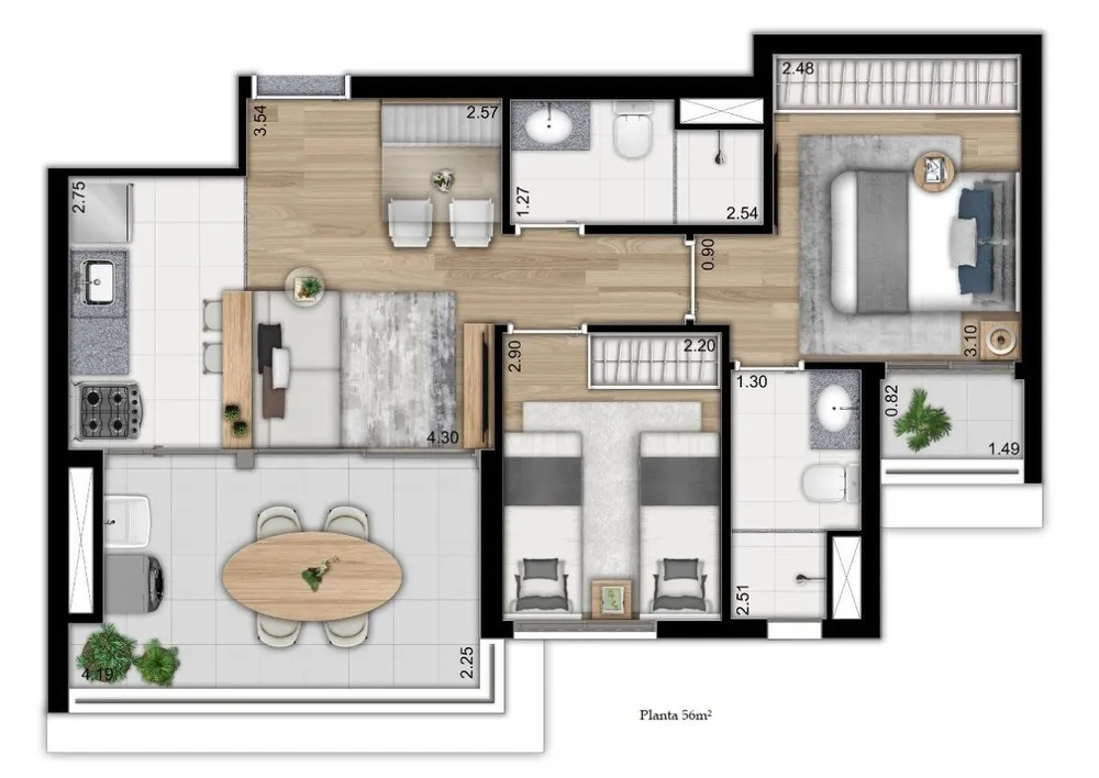 Apartamento, 2 quartos, 56 m² - Foto 5