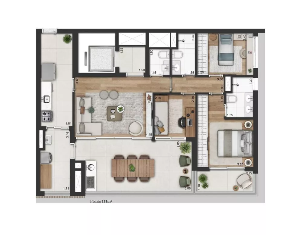 Apartamento à venda com 2 quartos, 111m² - Foto 4