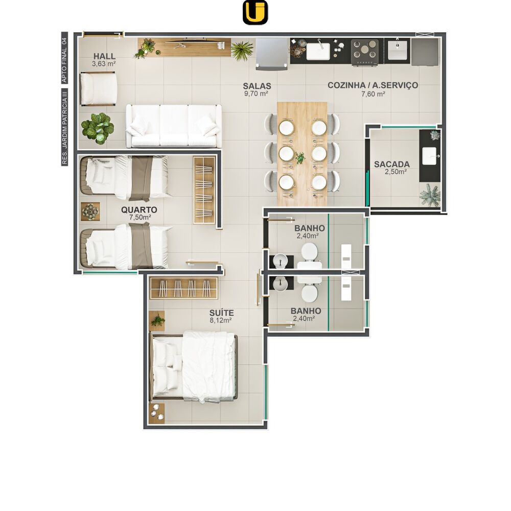 Apartamento, 2 quartos, 53 m² - Foto 2