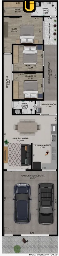Casa, 3 quartos, 150 m² - Foto 3