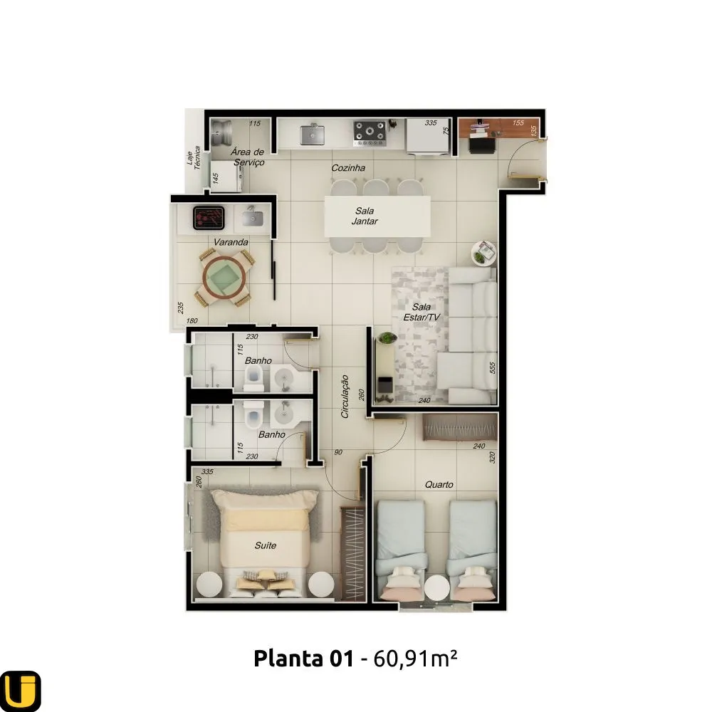 Apartamento, 2 quartos, 60 m² - Foto 1