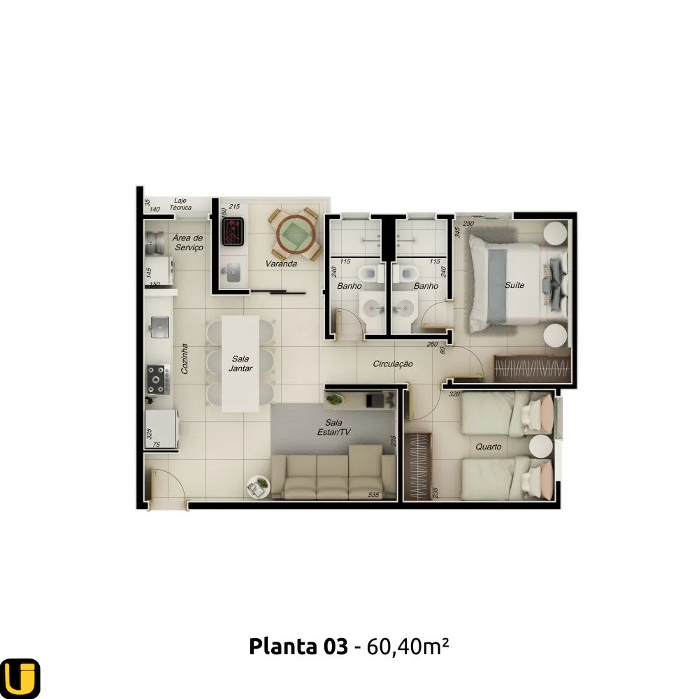 Apartamento, 2 quartos, 60 m² - Foto 2