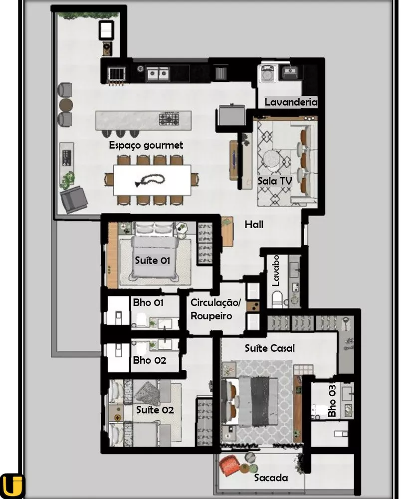 Apartamento à venda com 3 quartos, 142m² - Foto 2