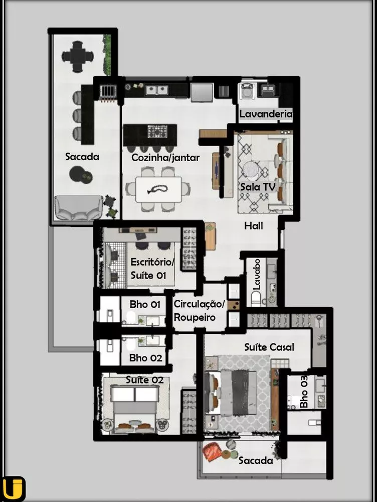 Apartamento à venda com 3 quartos, 142m² - Foto 3