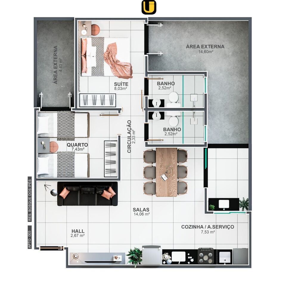 Apartamento à venda com 2 quartos, 52m² - Foto 4