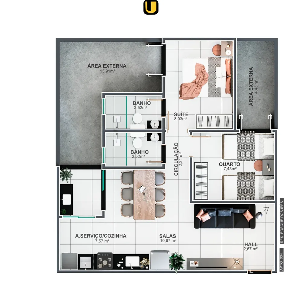 Apartamento, 2 quartos, 52 m² - Foto 12