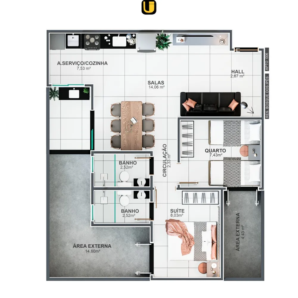 Apartamento, 2 quartos, 52 m² - Foto 14