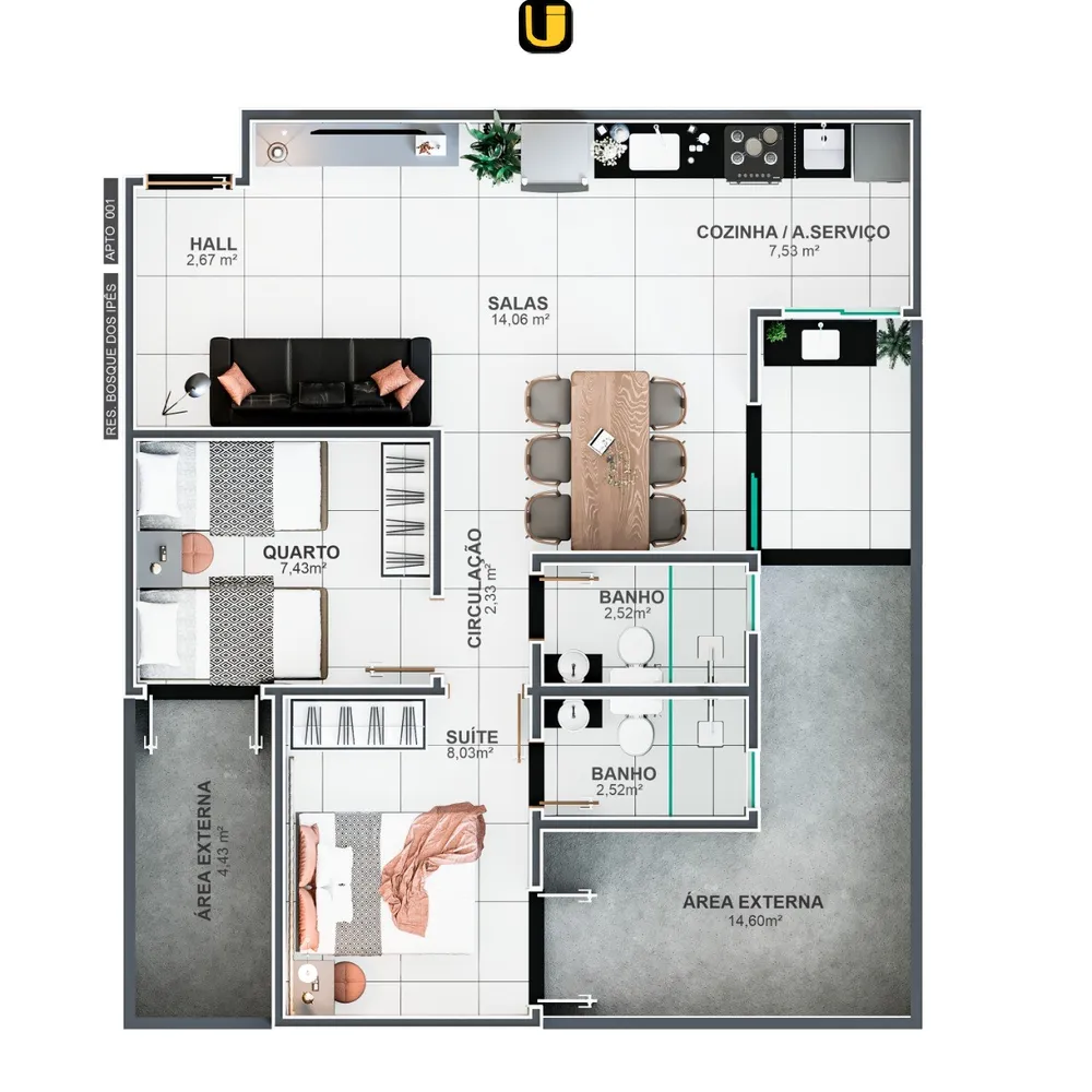 Apartamento, 2 quartos, 52 m² - Foto 9